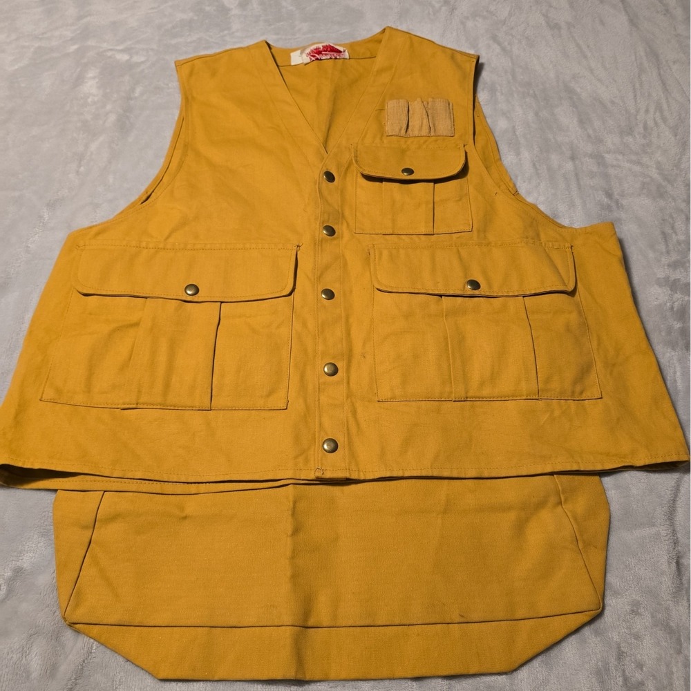 Vintage 1950s Danielson Fly Co. Hunting Dandy Shell Vest Mustard Canvas Large
